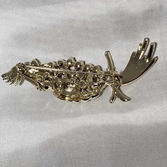 Gold & Rhinestone Cockatoo Vintage 1950 Brooch - Picture 3 of 4